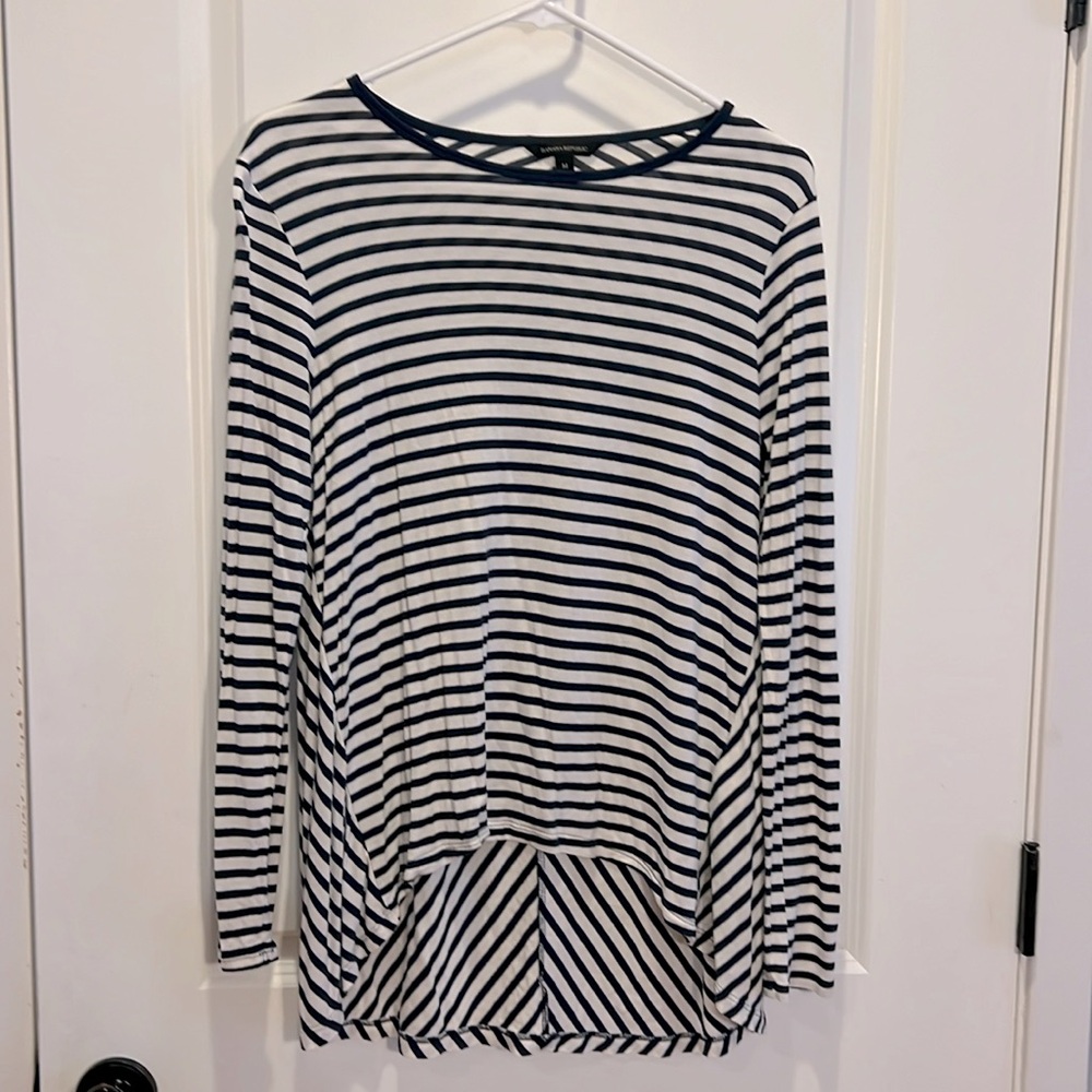 Banana Republic Striped Hi-Low Long Sleeve Shirt
